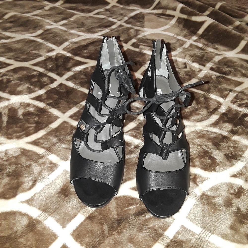 Black lace up heels